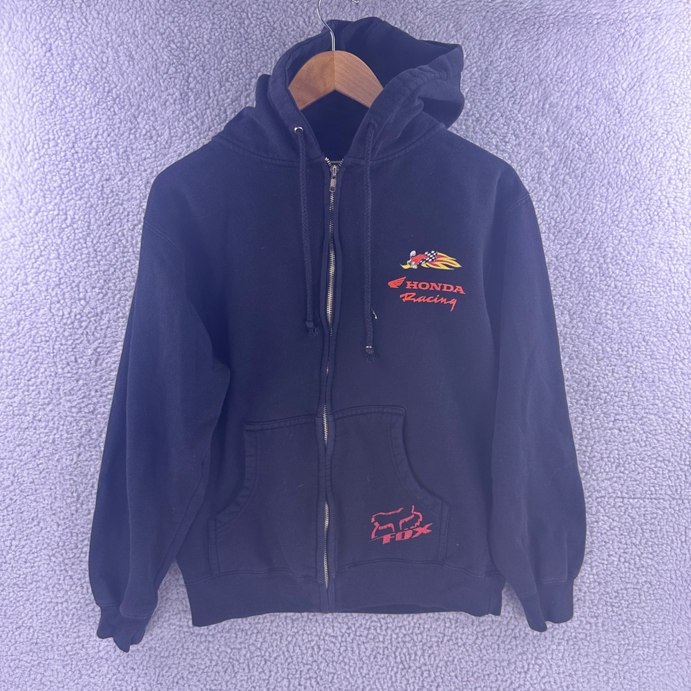 Fox Racing x Honda Racing Mens Black Full Zip Hoodie Sweatshirt Small Motocross